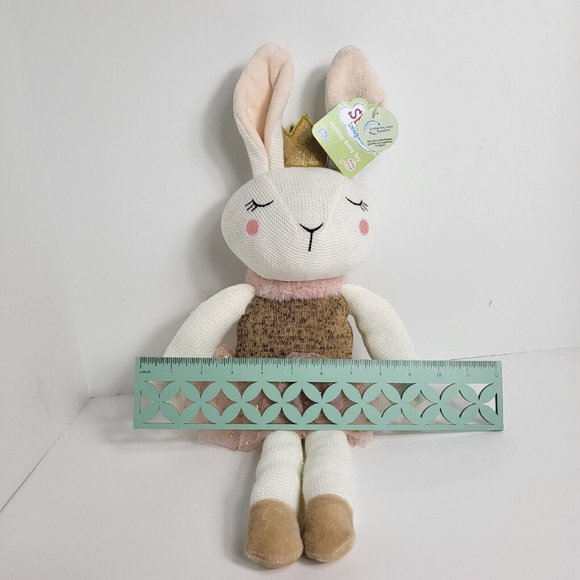 Spark Create Imagine Knit Plush Holiday Winter Bunny Rabbit Rattle Crinkle New - Picture 10 of 16
